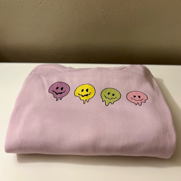Purple Hoodie Sweatshirt with Smiley Faces - Picture 3 of 4